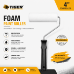 4" Foam Paint Roller | Smooth Finish Roller for Walls, Wood & Paint Coating - Image 2